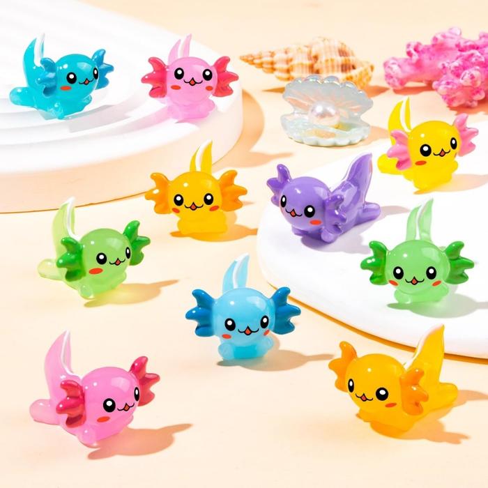 35 PCS Mini Resin Axolotl Figurines Charms Tiny Animal Figures for DIY Craft Fairy Garden Landscape 