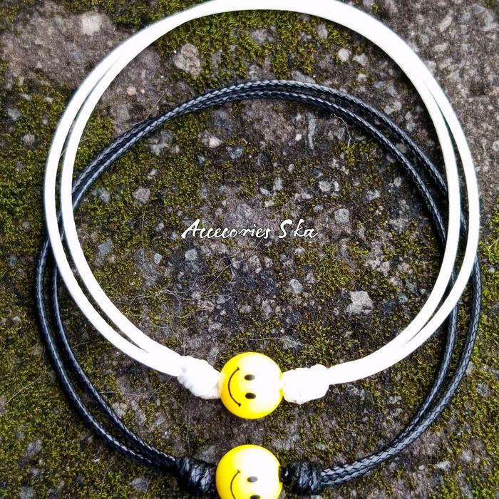 Gelang Couple Smile Waterproof Tali Korea Pria dan Wanita Bracelet -Gelang Manik Smile Elegan