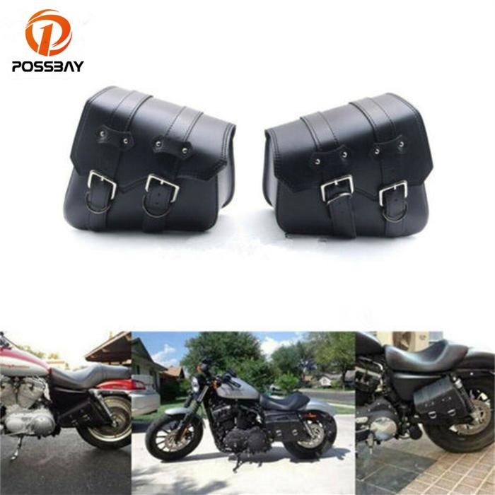 Tas Sadel Sepeda Motor Tas Alat Samping Kulit Hitam Tas Sadel Bagasi