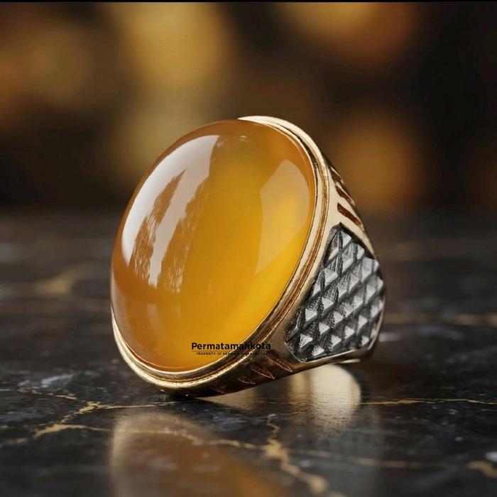 Cincin Batu Akik Cempaka kuning Dimensi Jumbo