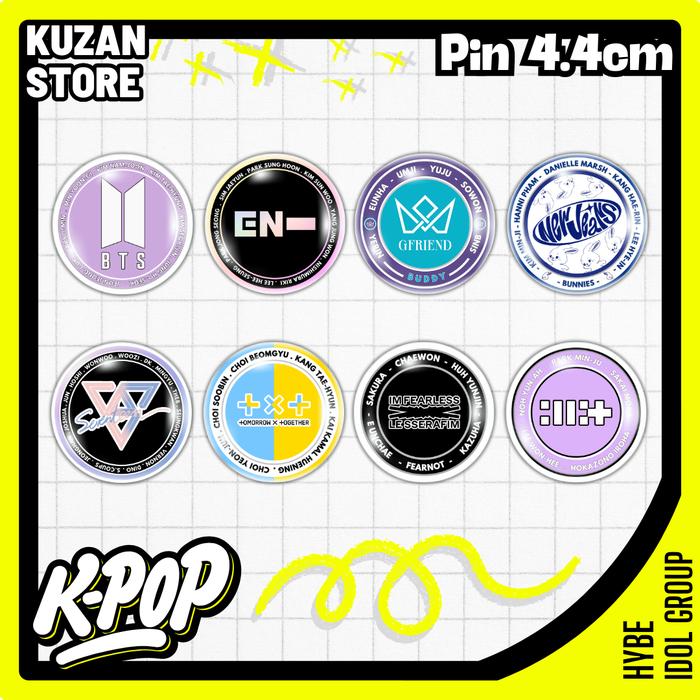 Pin Logo KPOP 4.4 cm (HYBE Idol Group Logo) / Pin Badge / Pin Button / Pin Peniti / Pin Press / Bros