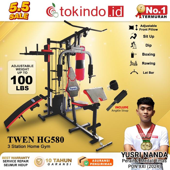 Home Gym Twen HG580 Homegym 3 Sisi Alat Olahraga Alat Gym Set Alat Fitnes Leg Press