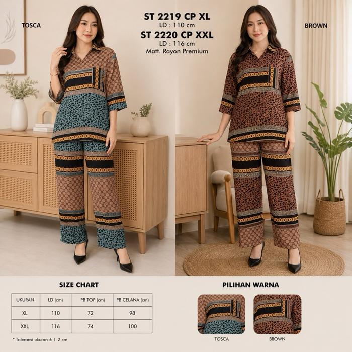 Miss Laila Collection Baju Wanita Setelan Celana Katun Rayon Premium Lembut Motif Macan Size XL & XX