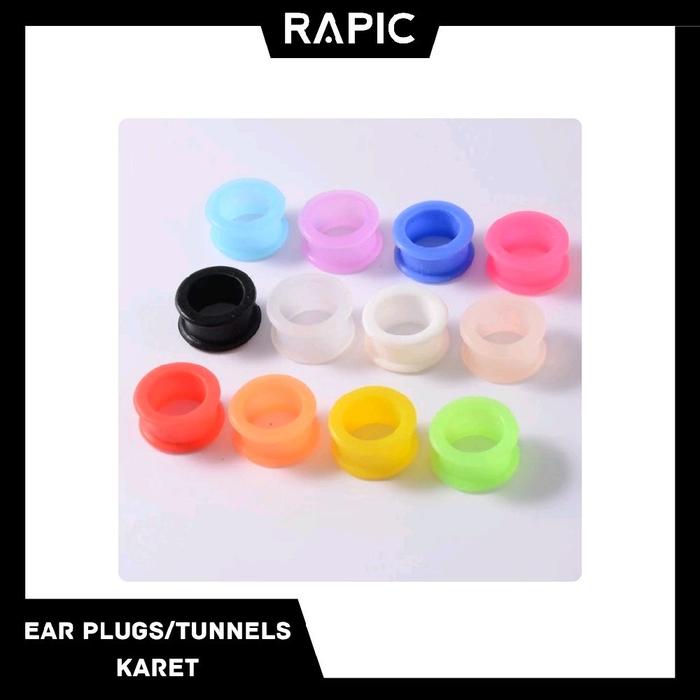 Ear Plug / Tunnels Silicon, Piercing Plong / Tindik Plong Berbahan Karet dan Ringan dipakai, Aksesor