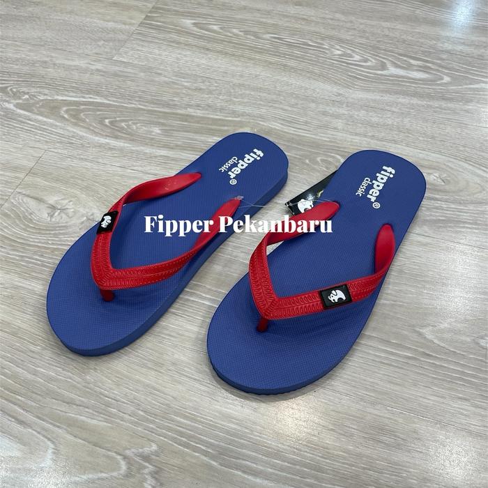 Fipper - Classic Blue Wedge / Red  Karet Merah Jepit Pria/wanita