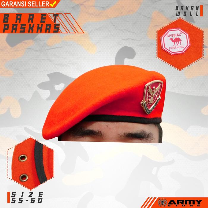 Topi Baret Kopasgat Camel Dan Emblem Kopasgat