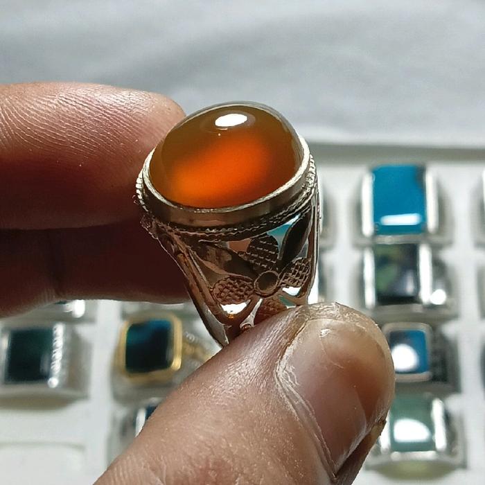 cincin batu akik red raflesia super red tomato giwang crystal natural hq
