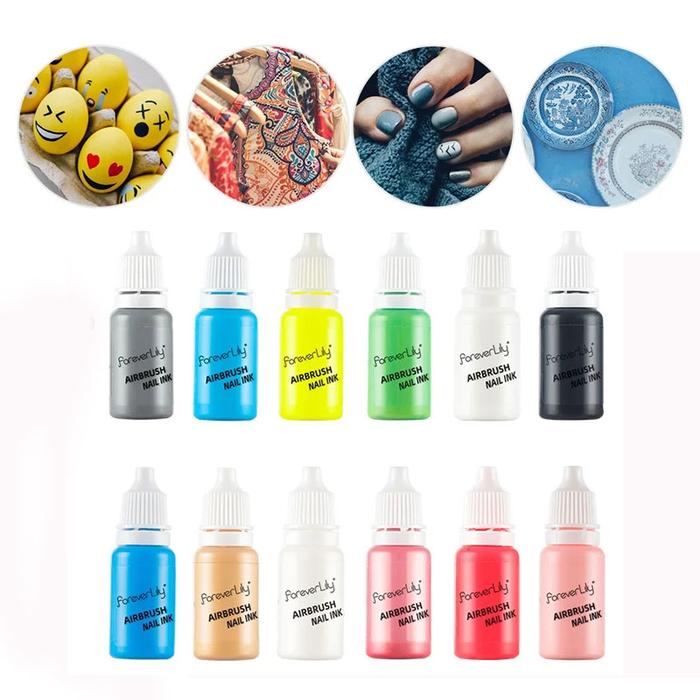12pcs Nail Polish Paint Airbrush Nail Ink Use For Airbrush Spray Gun Color Painting Stencil Making H