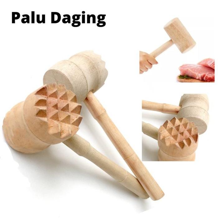 Palu Daging Kayu Palu Pelunak Daging Polos Dan Bergerigi Palu Serbaguna