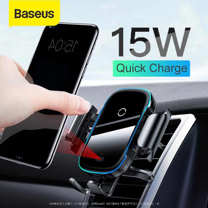 Baseus 15W Qi Car Wireless Charger Car Phone Vehicle Holder Electric
