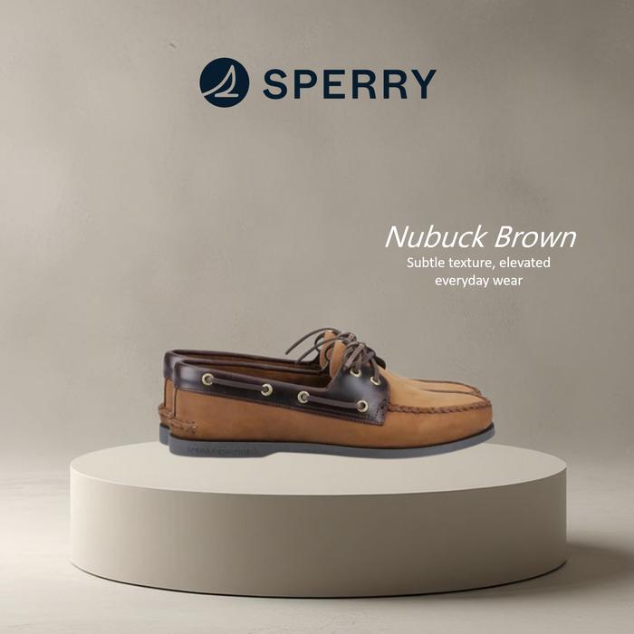 Sperry Top-Sider Nubuck Brown Original - Sepatu Casual Pria Kulit Asli Anti Selip