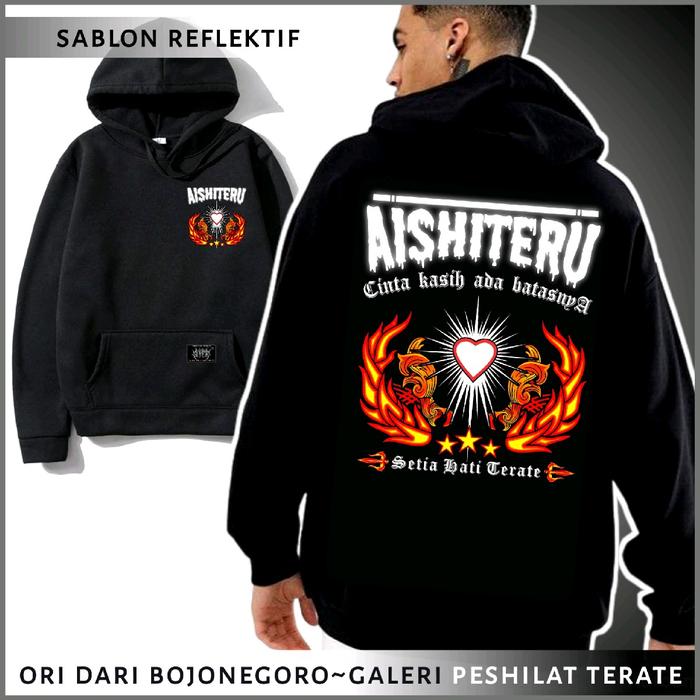 JAKET HODIE PSHT AISHITERU VIRAL SABLON REFLEKTIF Hoodie Pria Keren Simple Distro Fleece Stiker Hita