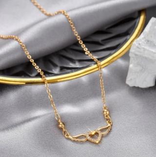 Kalung charm titanium wanita anti karat kristal gaya Korea sayap mewah liontin cinta love culpa mia 