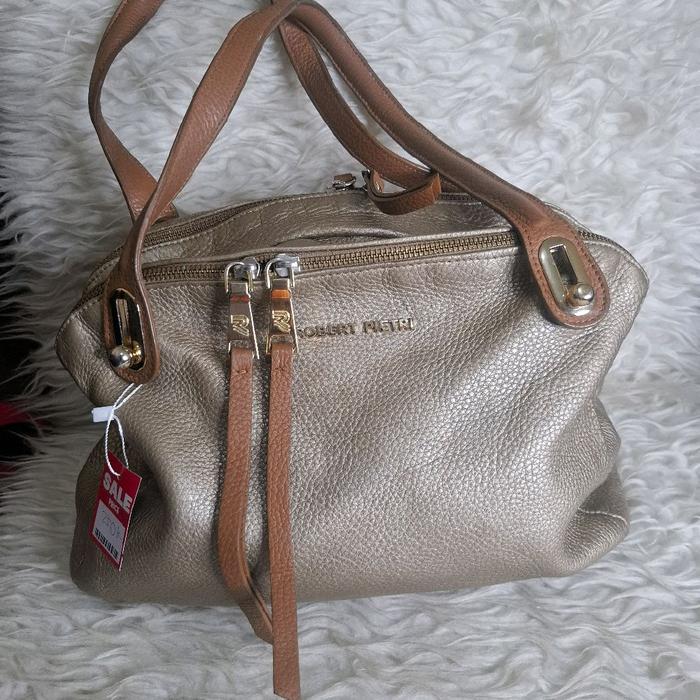 Tas Soulder Wanita ROBERT FITRI Kulit Asli Warna Gold / Tas 2 Ruang Berziper / Tas Hobo wanita / Tas
