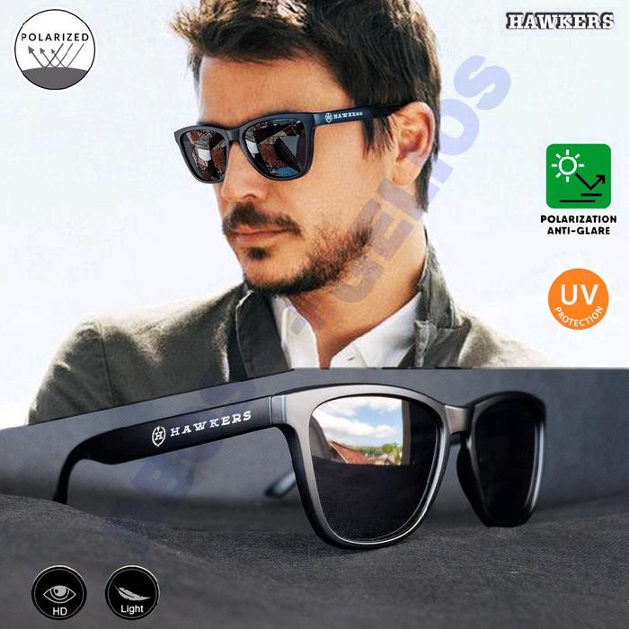 KACAMATA HITAM PRIA HAWKERS UNISEX BLACK MATTE POLARIZED ORIGINAL UNISEX SUNGLASSES OUTDOOR KACA MAT