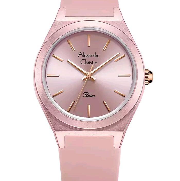 jam tangan Alexandre Christie wanita warna pink tali strap tahan air