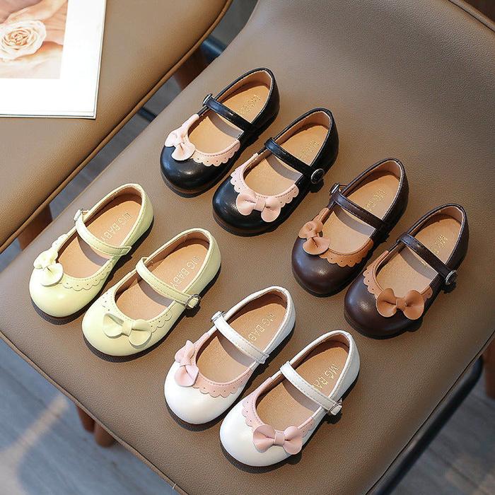 [381279 Size 21-35] - Sepatu Flat Slip On Bow Shoes Anak Perempuan Cewek - Motif Bow Knot Soft-Soled