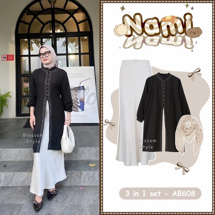 Blossom Atasan Tunik Lebaran Ayunda Tunik 3 In OneSet Wanita Kekinian ( Bella Square + Tunik + Rok D