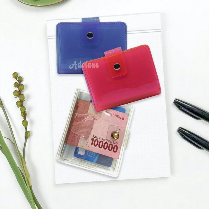 adolane 021 dompet transparan mini kancing / dompet mini / dompet kartu dan uang transparan