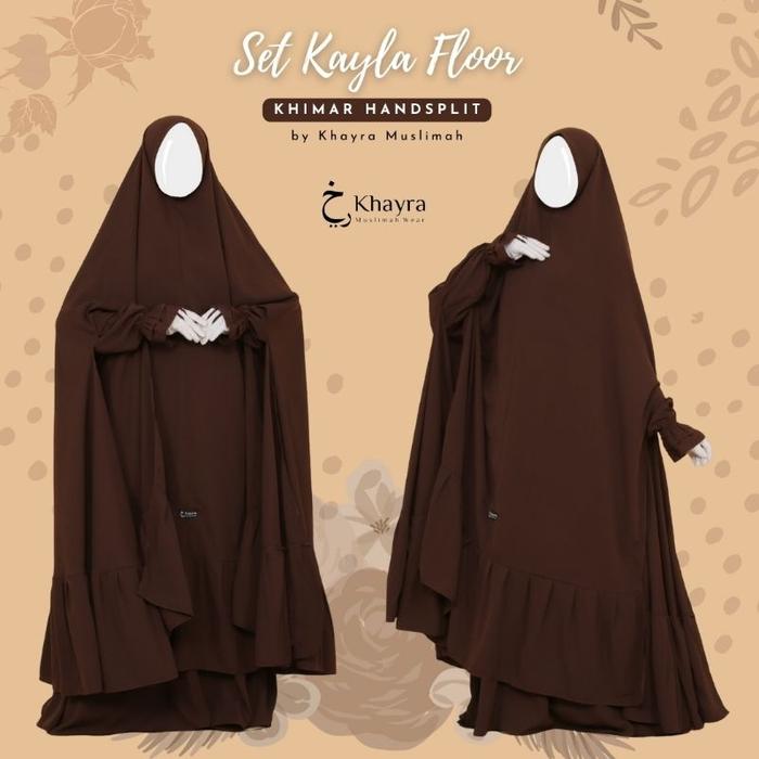 Set Gamis Kayla Khimar Floor Handsplit By Khayra Muslimah
