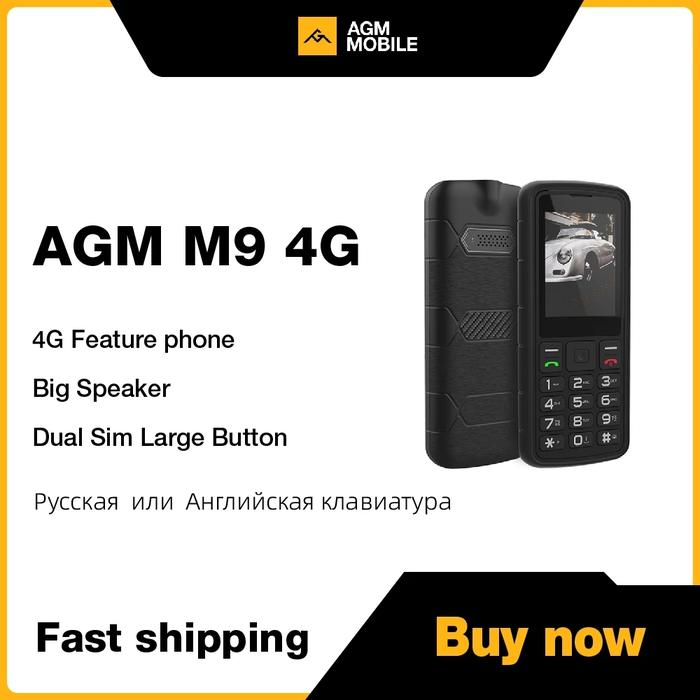 4G Button Phone AGM M9 English Keyboard Mobile Phone 2.4inch Screen Dual Sim Large Button Cheap Cell