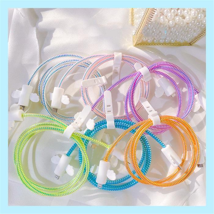 3Pcs/set Gradient Color Data Cable Protective Case Suitable for Iphone Original Charging Cables Anti
