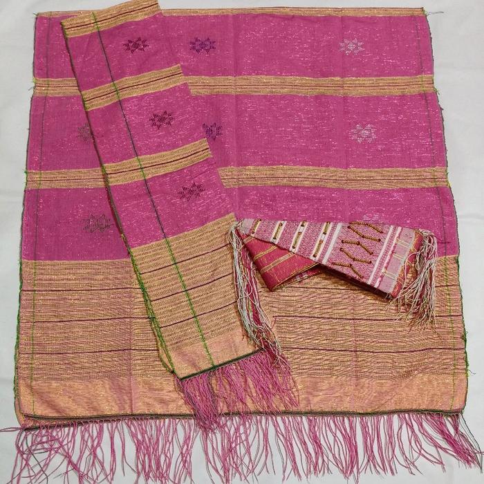 Tapak Catur dan Bulang Pakaian Adat Wanita Simalungun Setelan Songket Halus Tebal Lembut Tenun ATBM 