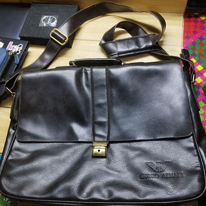 tas buat kerja giorgio armani coklat tua