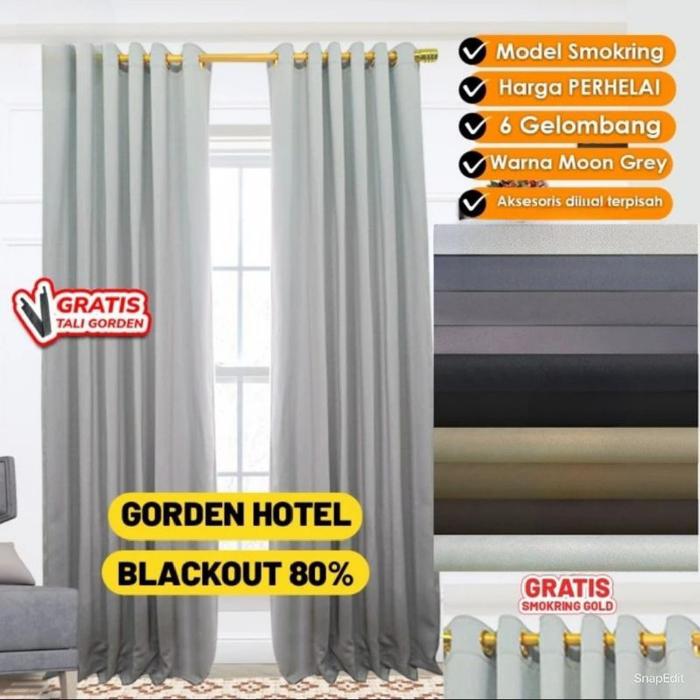 Gorden blackout VEGAS polos depan belakan bahan super tebal super premium blackout 95% 12ring 6glomb
