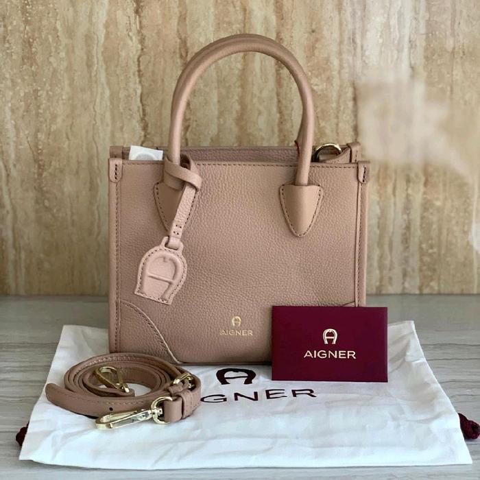 tas selempang Wanita Aigner Samara Icon Shopper XS Taupe/burgundy