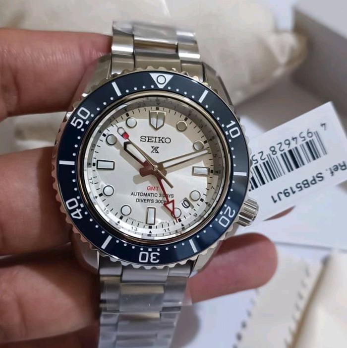 ARLOJI SEIKO PROSPEX 1968HERITAGE DIVER'S GMT 60TH ANNIVERSARY SILVERY WHITE DIAL - SPB519
