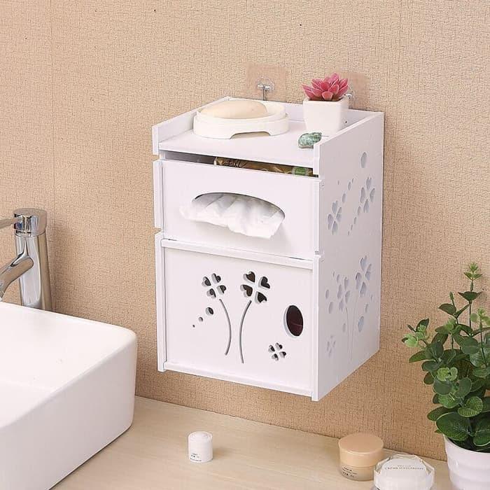 Rak Tempat tisu kosmetik obat obatan dinding gantung tissue tempel