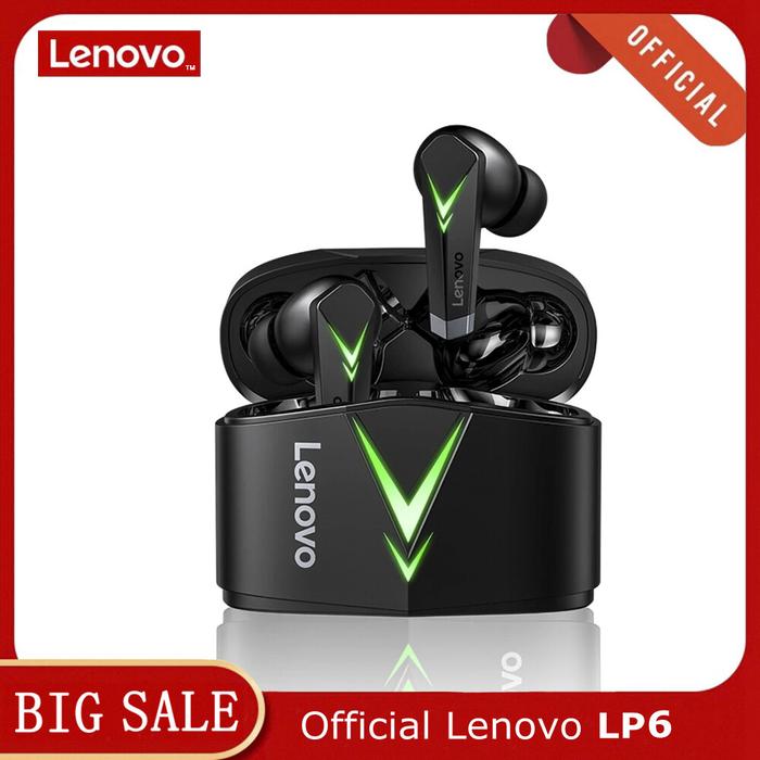 Headset Lenovo LP6 Asli Video Game Bluetooth Nirkabel Headset TWS