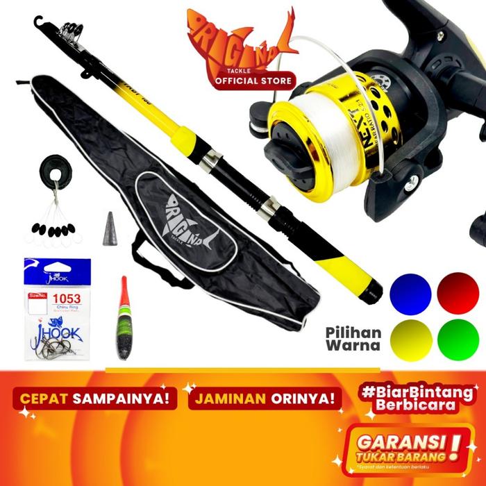 Paket Pancing 2 Set Joran 150cm dan Reel Pancing Plus Tas Bonus Kail Stopper Pelampung Timah