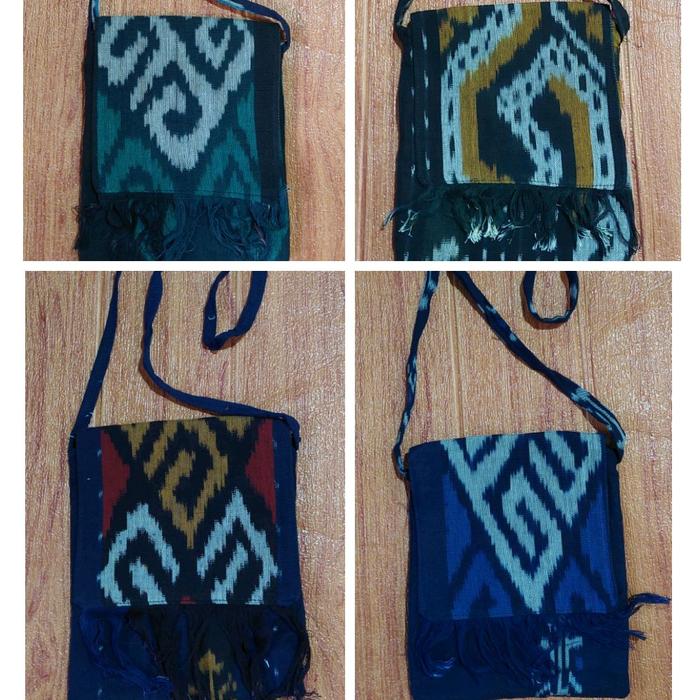 Tas Selempang Tenun Mini Etnik Lombok Toraja dengan Penutup Wanita Motif Khas Ukuran 16 x 21 cm Coco