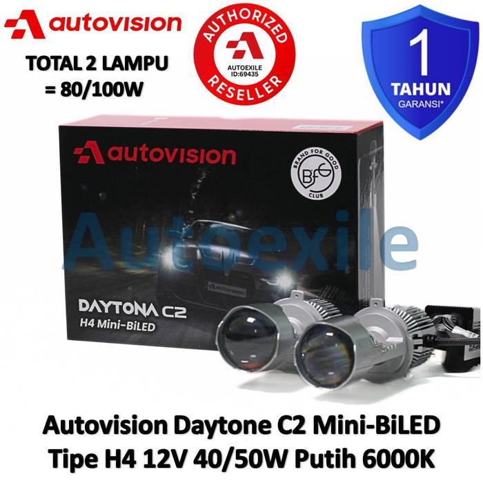 AUTOVISION DAYTONA C2 MINI BILED H4 PUTIH 6000K WHITE ORIGINAL GARANSI LED LENSA PROJIE PROJECTOR LA
