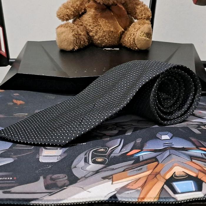 Dasi Pria Original Hugo boss dark blue Pola Titik putih  Elegan made in italy