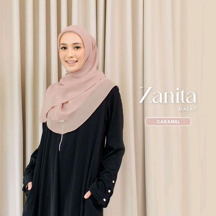NAISHA-ZANITA HIJAB MALAY Kerudung Wanita Muslim Syari Instan Dewasa Khimar Hitam Panjang Layer