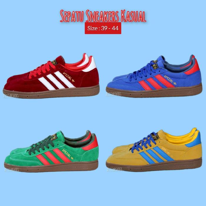 Sepatu Adidas Spezial Handball Sneakers Pria Kasual Warna Biru Kuning Hijau Merah Casual Shoes Sneke