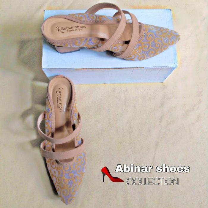 SANDAL SEPATU BRUKAT APOLLO /sandal pesta/sandal kondangan/sandal wanita hak  tahu 5cm