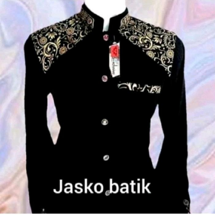 Jasko Dewasa Hitam Kombinasi Batik