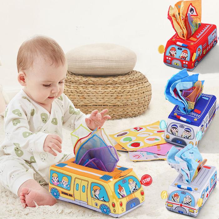 Infant Toddlers Tissue Box Colorful Soft Baby Sensory Toys For