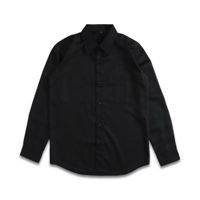 Kemeja Polos Pria Slimfit Lengan Panjang Katun Tebal Adem Kualitas Import Hitam Putih Navy Maron Arm