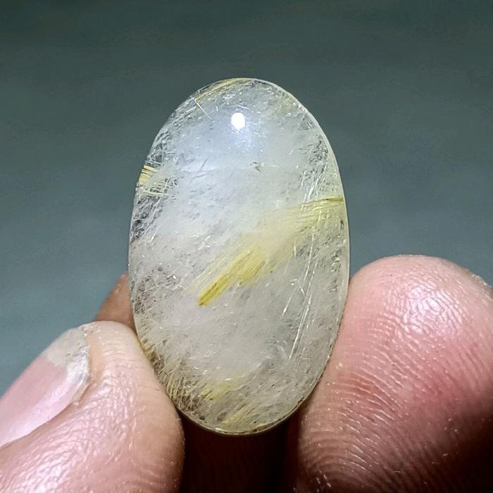 Asli Batu Akik Kecubung Rambut Emas Serat Es 2,4cm