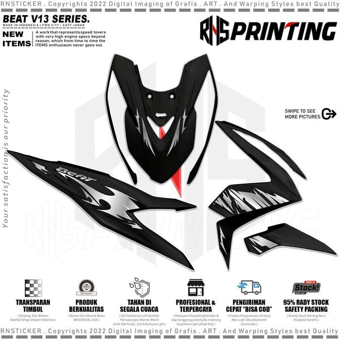 RNS Striping Transparan beat Deluxe gen 1 2020-2024 Stiker Striping Variasi Beat New Deluxe Carbon