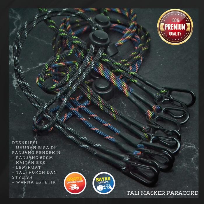 Tali Masker Gantungan Kalung Strap mask leher 2in1 Pria Wanita Hijab Panjang Paracord Fashionable Ka