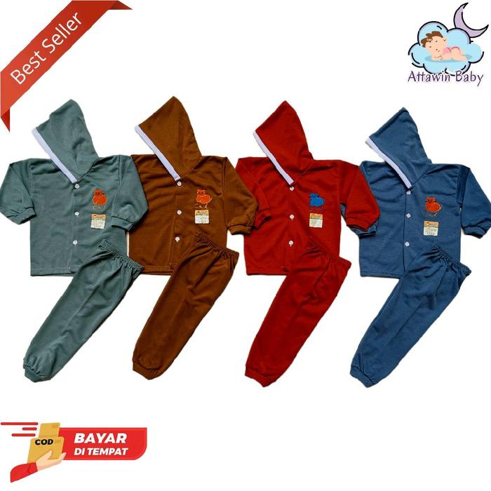 setelan baju bayi cindung bulu unisex laki-laki dan perempuan bb 4-7 kg