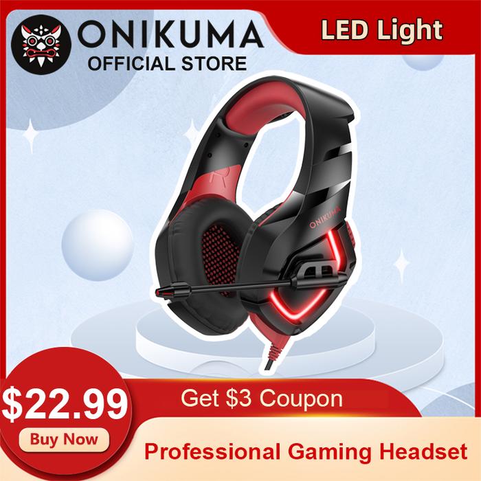 ONIKUMA K1-B Professional Gaming Headset with Flexible Microphone LED