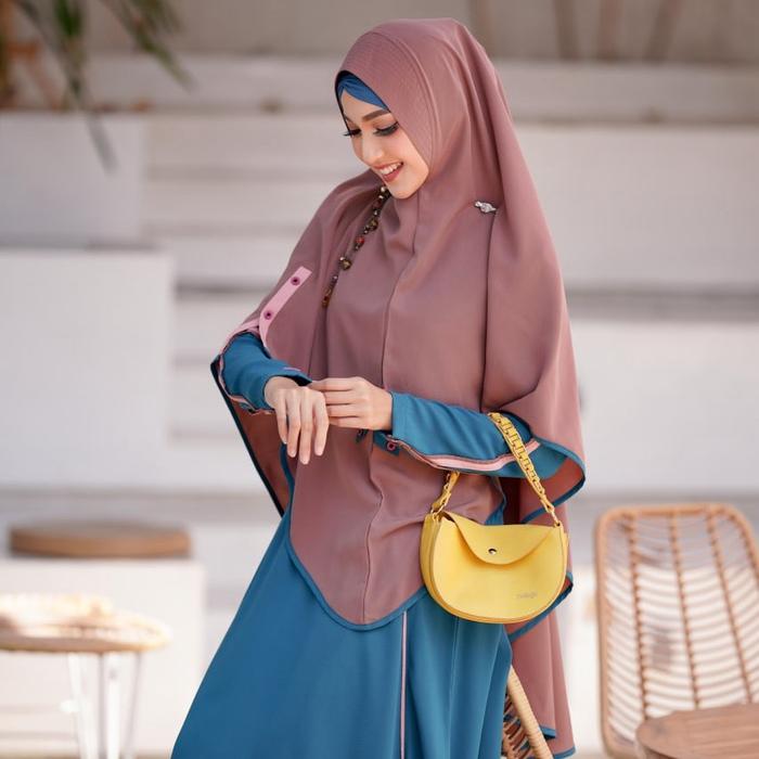 Aulia Fashion Set Gamis Zeela Tropical Blue