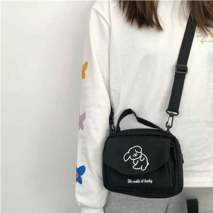 [NEW ARRIVAL] TAS SLEMPANG CEWE LUCU DOG HITAM WANITA Slingbag Cewek